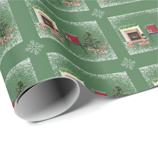 Rustiek kerstscène inpakpapier (Rol Hoek)