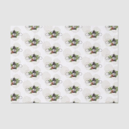 Rustiek Kerstscène Lantaarn Weefselpapier Tissuepapier (Voorkant)