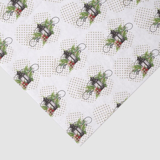 Rustiek Kerstscène Lantaarn Weefselpapier Tissuepapier (Detail)