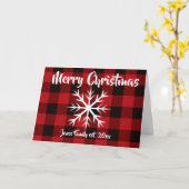 Rustiek kerstvakantie ontwerp rode buffel geruite kaart (Gele Bloem)
