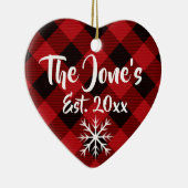 Rustiek kerstvakantie ontwerp rode buffel geruite keramisch ornament (Rechts)