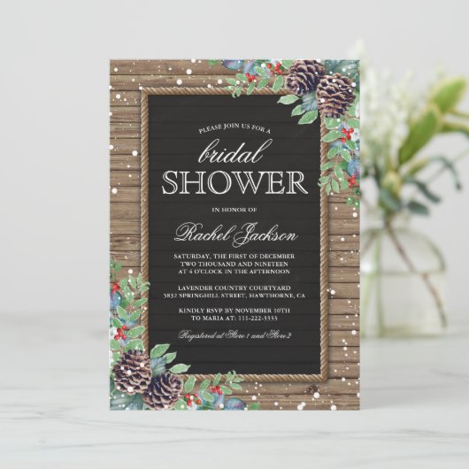 Rustiek Kerstwinter Vrijgezellenfeest Kaart (Staand voorkant)