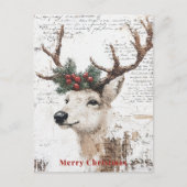 Rustiek kerstwinterrendier feestdagenkaart (Voorkant)