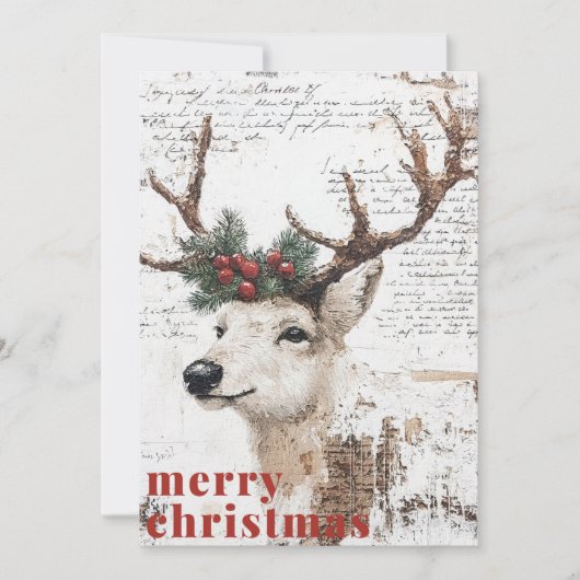Rustiek kerstwinterrendier feestdagenkaart (Voorkant)
