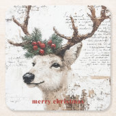 Rustiek kerstwinterrendier kartonnen onderzetters (Voorkant)