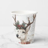 Rustiek kerstwinterrendier papieren bekers (Achterkant)