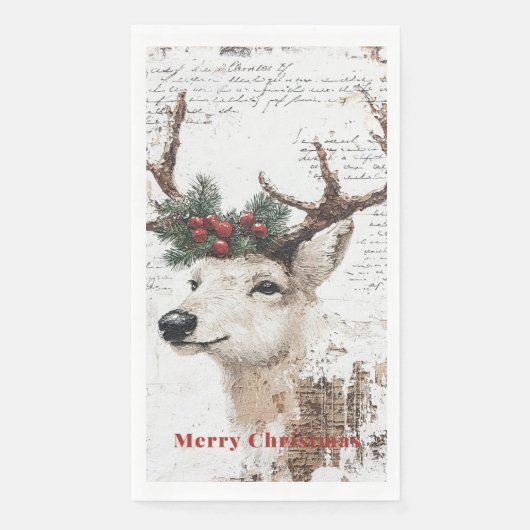 Rustiek kerstwinterrendier servet (Voorkant)