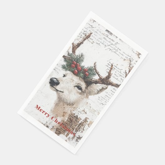 Rustiek kerstwinterrendier servet (Hoek)