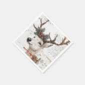 Rustiek kerstwinterrendier servet (Hoek)