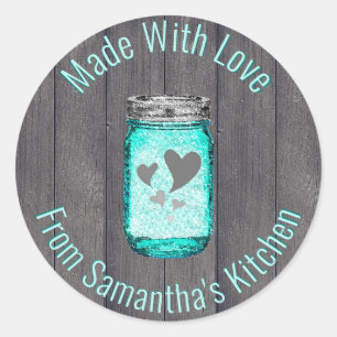 Rustiek keukenlabel Mason Jar gemaakt met liefde v Ronde Sticker