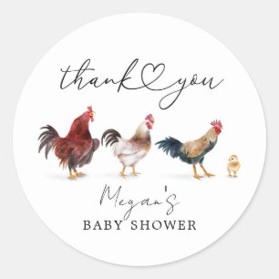 Rustiek kip Baby shower gunst Ronde Sticker