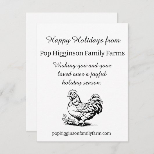Rustiek  Kip Boerderij Feestdagenkaart (Voorkant / Achterkant)