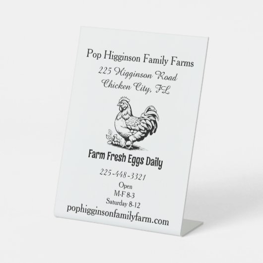 Rustiek  Kip Boerderij Reclamebord Met Voetstuk (Voorkant)