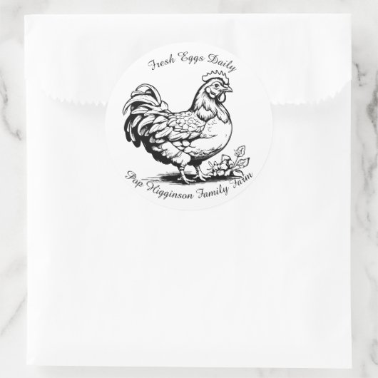 Rustiek  Kip Boerderij Ronde Sticker (Tas)