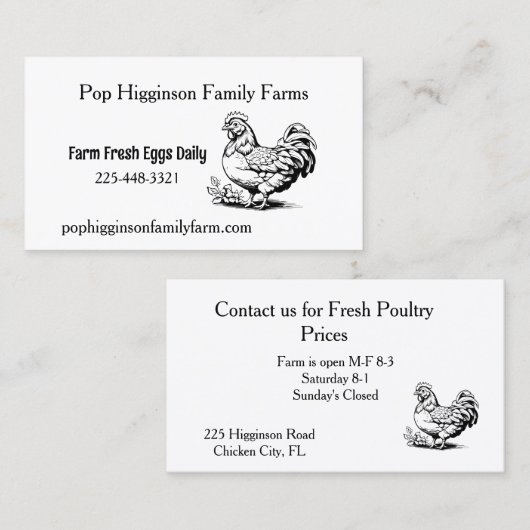 Rustiek Kip Boerderij Visitekaartje (Voorkant / Achterkant)