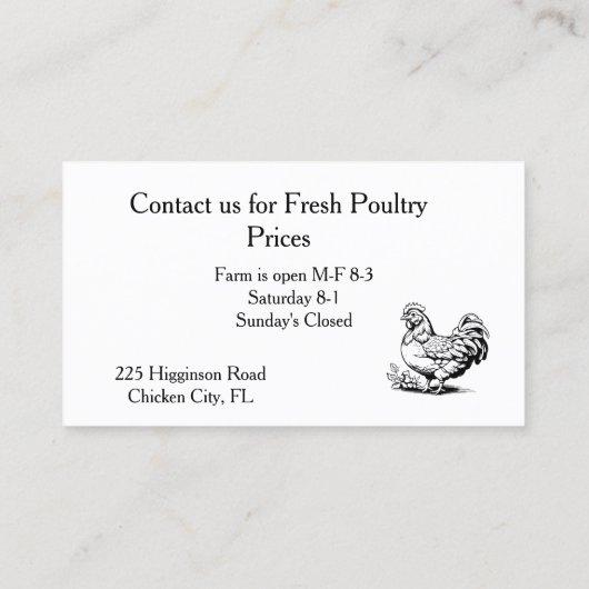 Rustiek Kip Boerderij Visitekaartje (Achterkant)