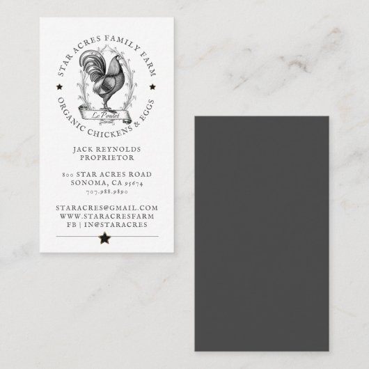 Rustiek  Kip Pluimvee Boerderij Visitekaartje (Voorkant / Achterkant)