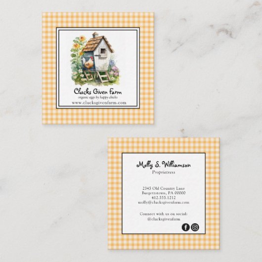 Rustiek kippenhok Boerderij Fresh Eggs Vierkante Visitekaartje (Voorkant / Achterkant)