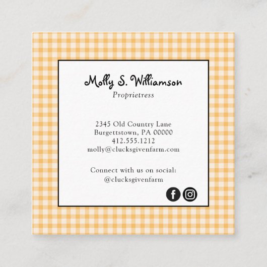 Rustiek kippenhok Boerderij Fresh Eggs Vierkante Visitekaartje (Achterkant)