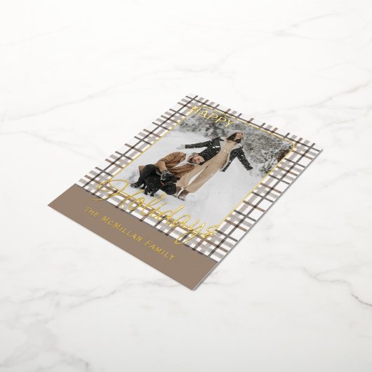 Rustiek klassevol elegant geplakt patroon goud folie feestdagen briefkaart (Gedraaid)