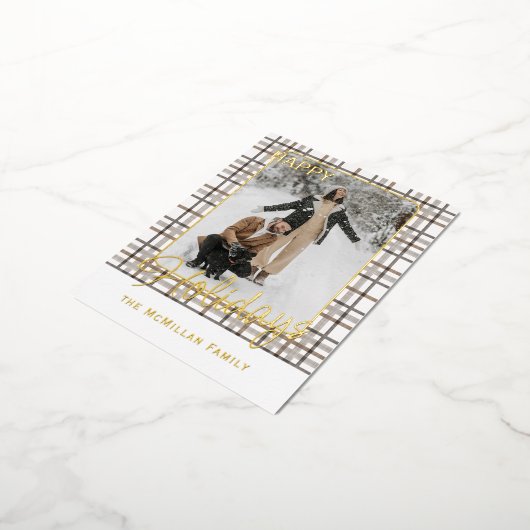 Rustiek klassevol elegant geplakt patroon goud folie feestdagen briefkaart (Gedraaid)