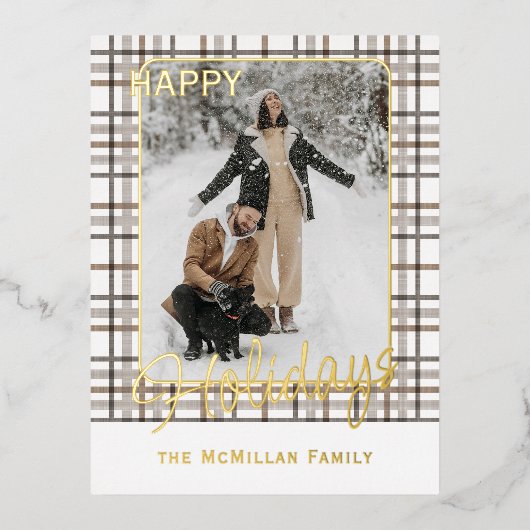 Rustiek klassevol elegant geplakt patroon goud folie feestdagen briefkaart (Voorkant)