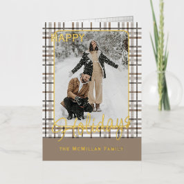 Rustiek klassevol elegant geplakt patroon goud folie feestdagenkaart