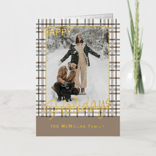 Rustiek klassevol elegant geplakt patroon goud folie feestdagenkaart