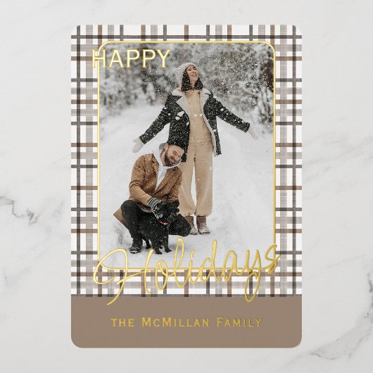 Rustiek klassevol elegant geplakt patroon goud folie feestdagenkaart (Voorkant)