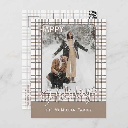 Rustiek klassevol elegant plakpatroon feestdagenkaart (Voorkant / Achterkant)