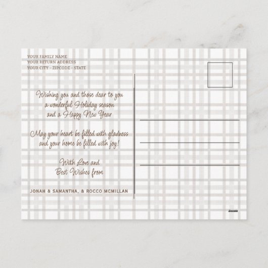 Rustiek klassevol elegant plakpatroon feestdagenkaart (Achterkant)