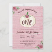 Rustiek klein pompoen meisje roze 1e verjaardag pa kaart (Voorkant)