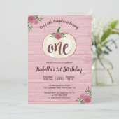 Rustiek klein pompoen meisje roze 1e verjaardag pa kaart (Staand voorkant)