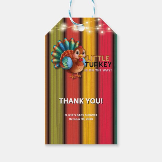 Rustiek Kleurrijk Klein Turkije Baby shower Cadeaulabel (Voorkant)