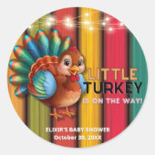 Rustiek Kleurrijk Klein Turkije Baby shower Ronde Sticker (Voorkant)