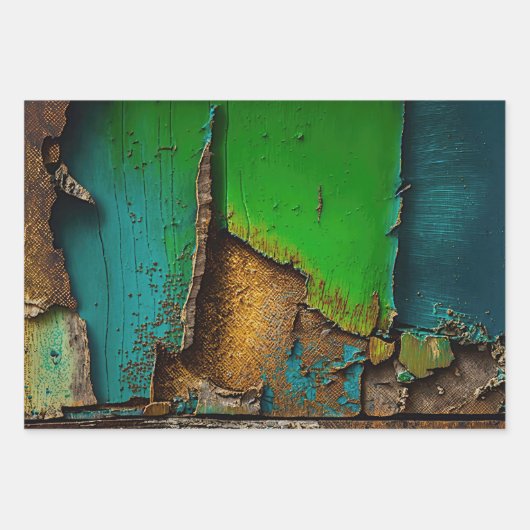 Rustiek, Kleurrijk, Schilferende Verf, Inpakpapier Vel (Voorkant)