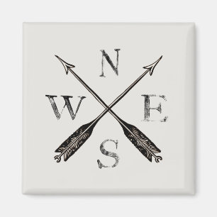 rustiek kompas noord zuidoost west magneet