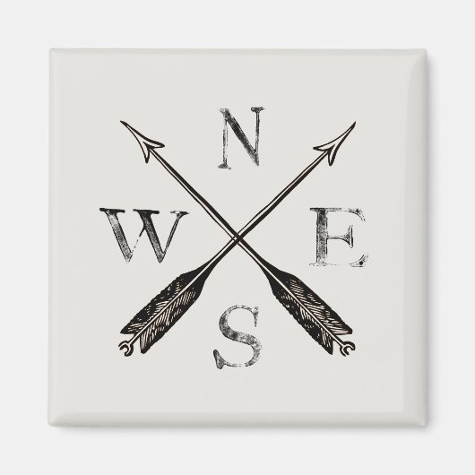 rustiek kompas noord zuidoost west magneet (Voorkant)