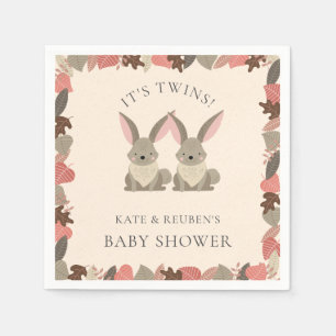 Rustiek Konijnentweeling Baby shower Bos Dieren Servet
