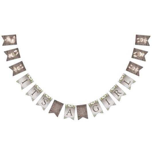 Rustiek konijntje bruin en wit Baby shower Vlaggetjes (Alle)