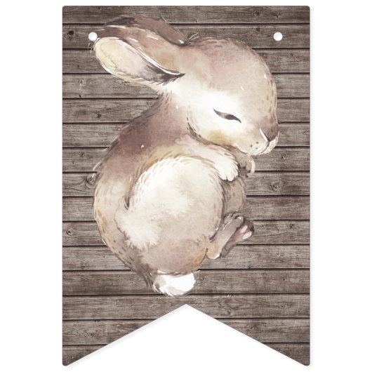 Rustiek konijntje bruin en wit Baby shower Vlaggetjes (Eerste vlag)