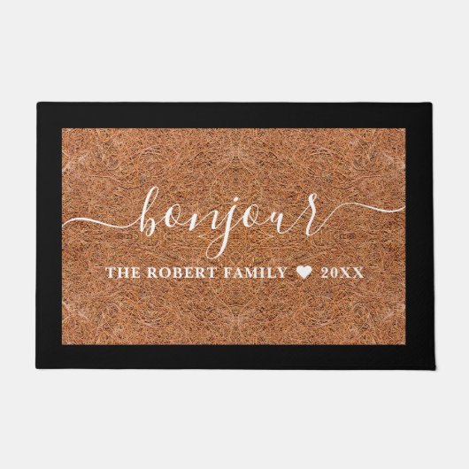 Rustiek koor familienaam Bonjour Frans Welkom Deurmat (Voorkant)