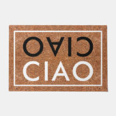 Rustiek koor Italiaans welkom zwart-wit Ciao Deurmat (Voorkant)