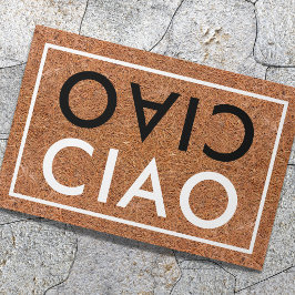 Rustiek koor Italiaans welkom zwart-wit Ciao Deurmat