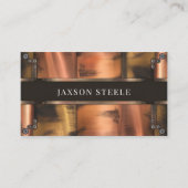 Rustiek koper en staal geklonken visitekaartje (Voorkant)