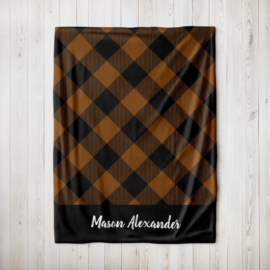 Rustiek koper en zwart buffel controleren Monogram Fleece Deken