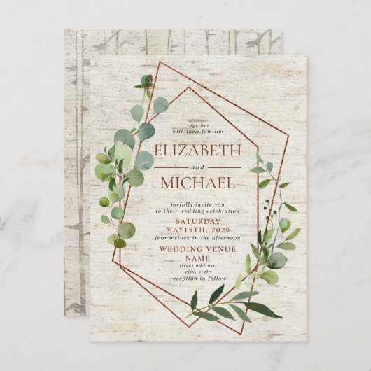 Rustiek koper geometrisch groen berken Briefkaart (Voorkant / Achterkant)