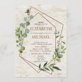 Rustiek koper geometrisch groen Elegante bruiloft Kaart