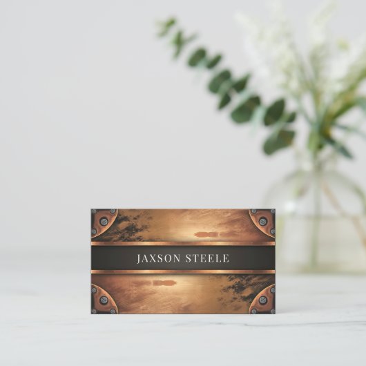 Rustiek Koper Industrieel Metaal Mannelijk Visitekaartje (Staand voorkant)