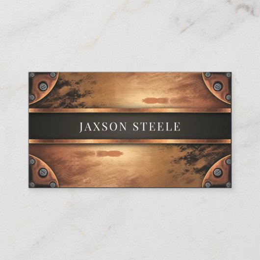 Rustiek Koper Industrieel Metaal Mannelijk Visitekaartje (Voorkant)